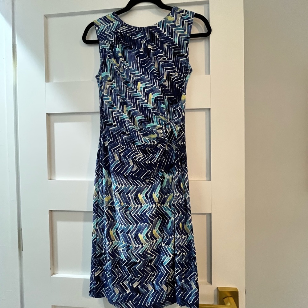 NIC+ZOE Zigzag Blue and Green Midi Dress